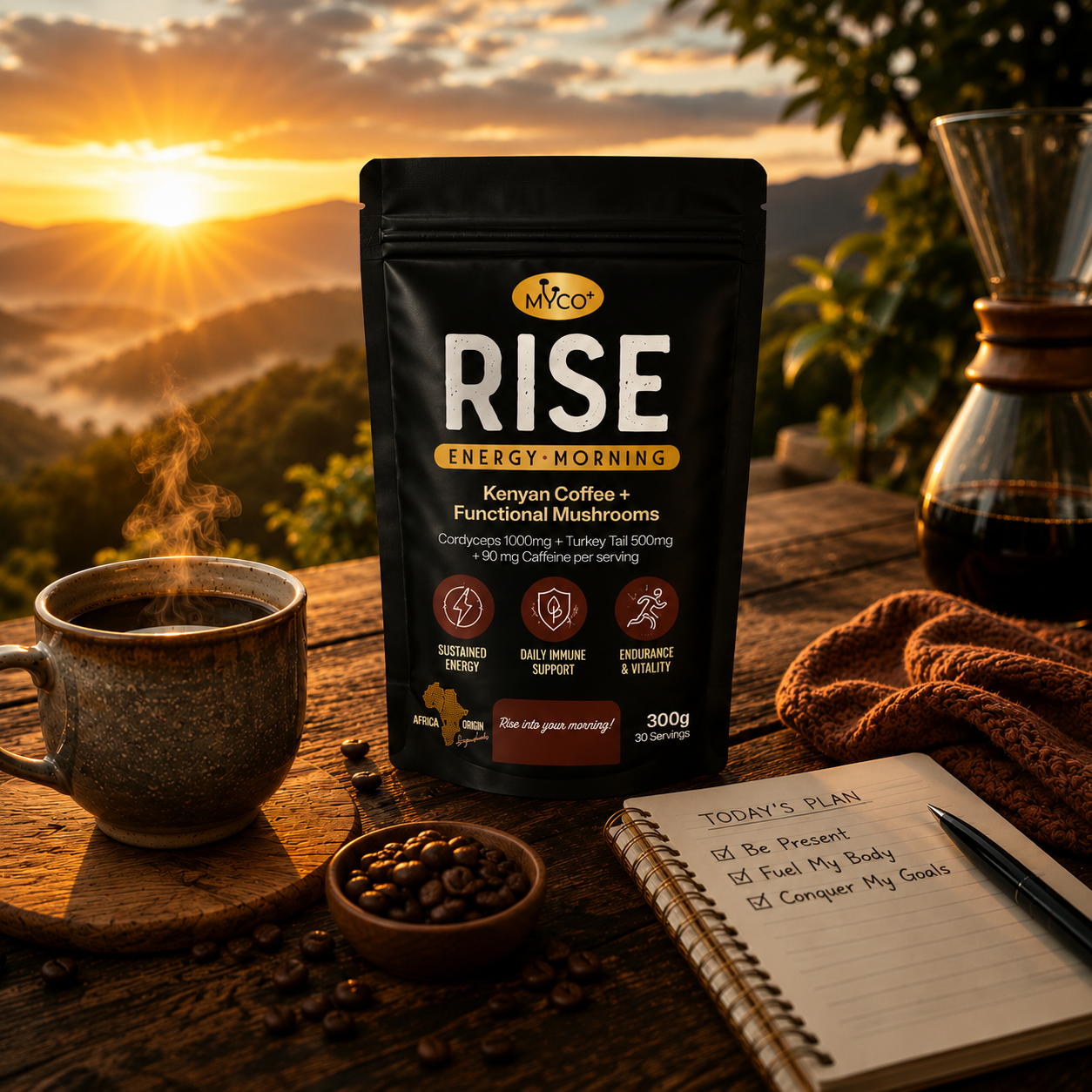 Myco+ RISE Mushroom Coffee — Cordyceps + Turkey Tail