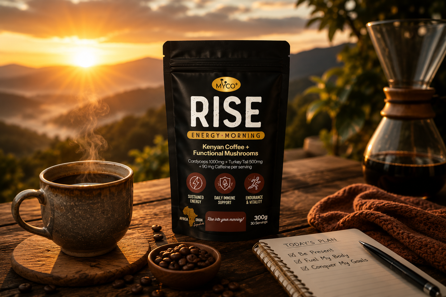 Myco+ RISE Mushroom Coffee — Cordyceps + Turkey Tail